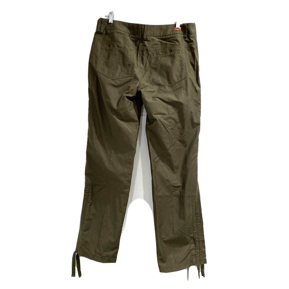 Eastern Mountain Sports Pants khaki green parachute canvas ruched tie ankles 10 - Picture 6 of 12